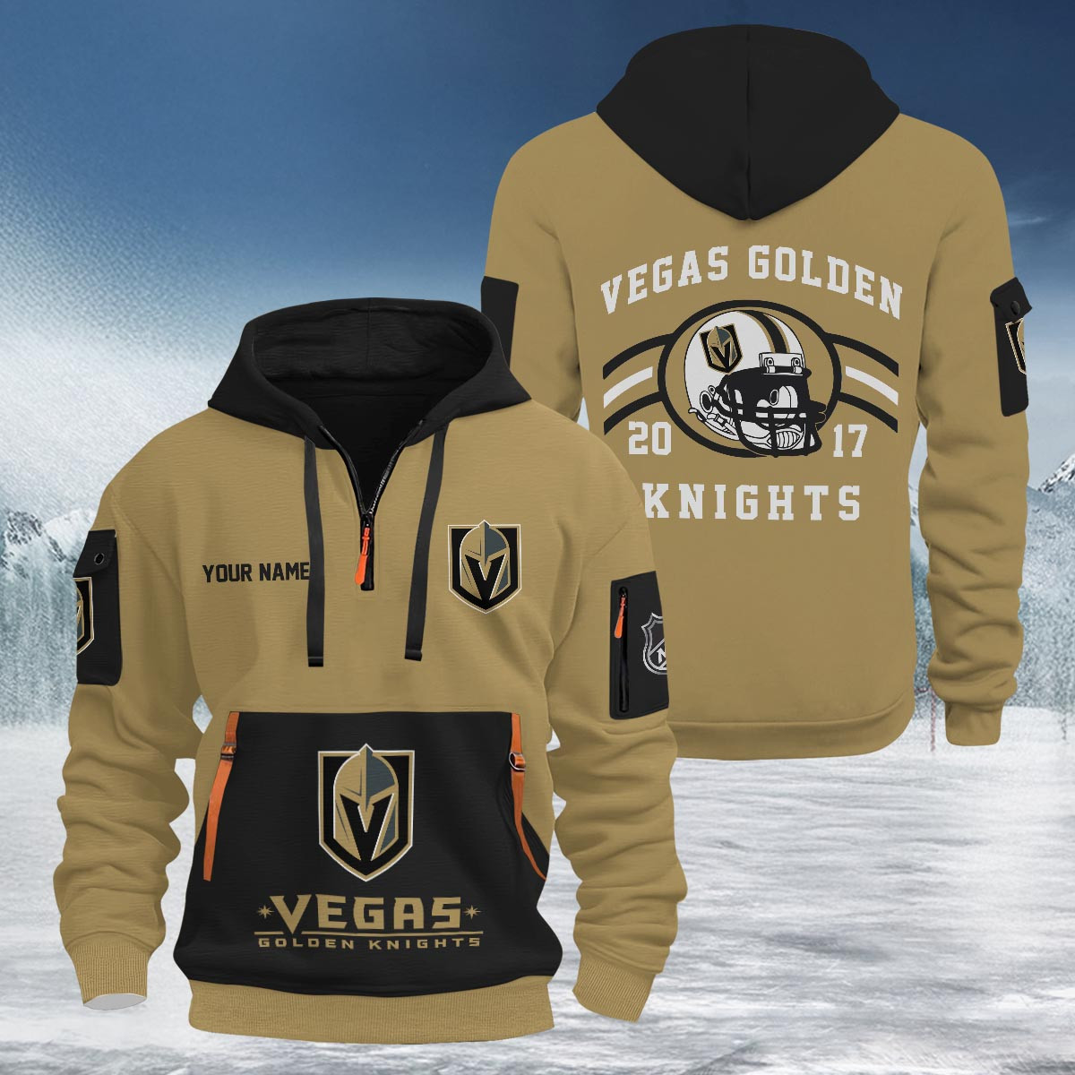 Sportswearmerch Vegas Golden Knights NHL Half Zip Hoodie Personalized For Fan
