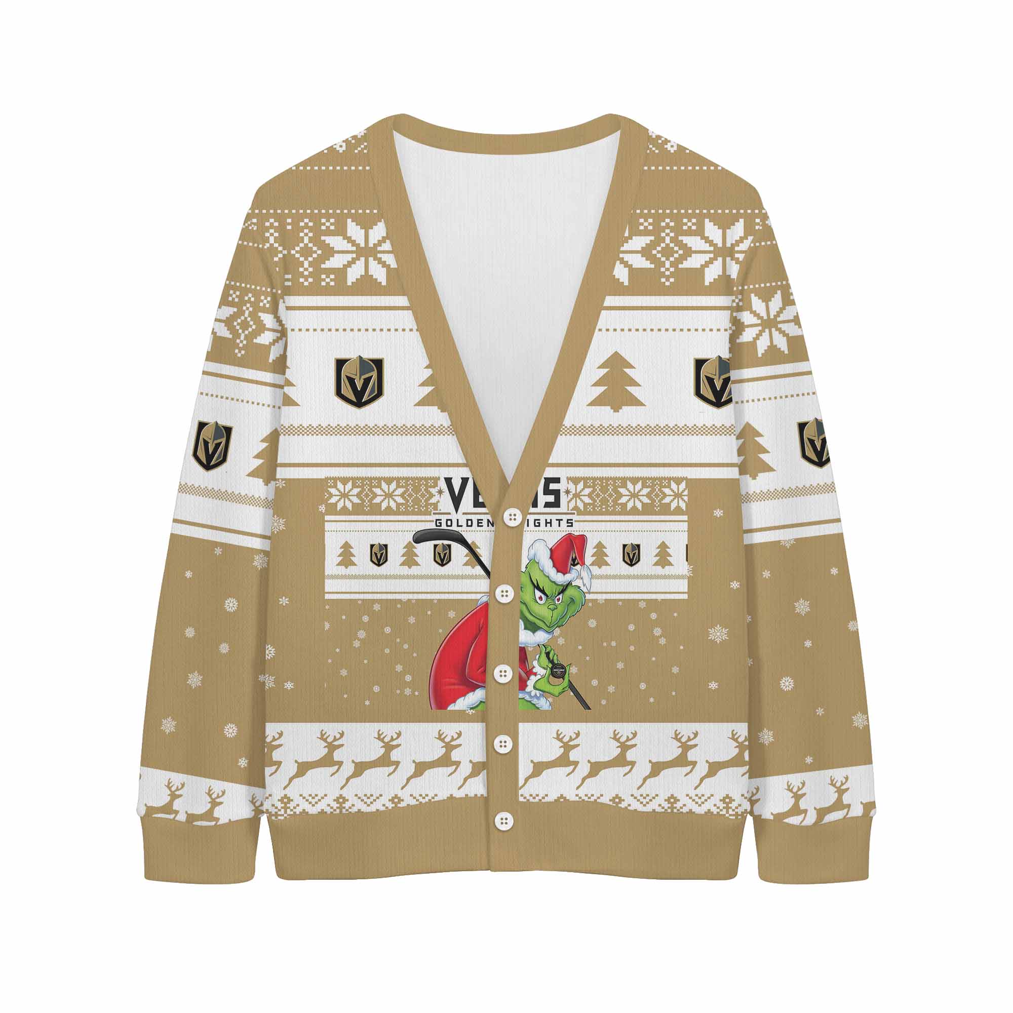 Sportswearmerch Vegas Golden Knights NHL x Grinch Christmas Cardigan For Fan