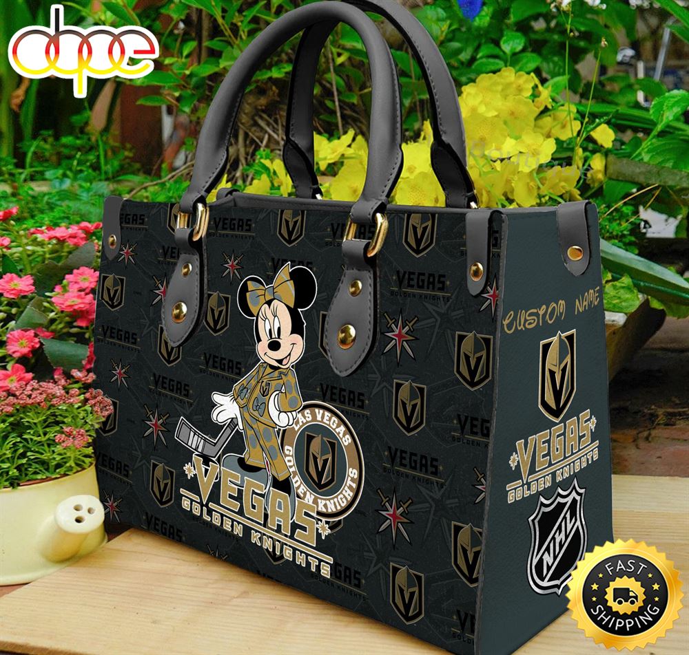 Sportswearmerch Vegas Golden Knights NHL x Minnie Women Leather Hand Bag For Fan