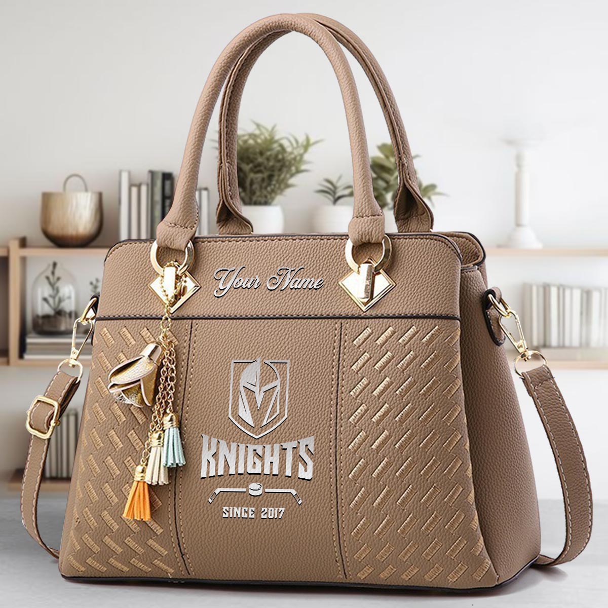 Sportswearmerch Vegas Golden Knights NHL Zip Leather Handbag For Fan