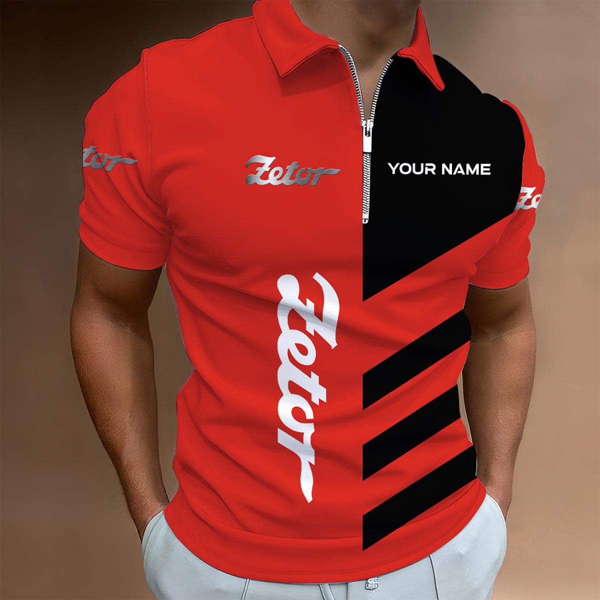 Sportswearmerch Victory Motorcycle Lapel Zip Polo Shirt For Fan