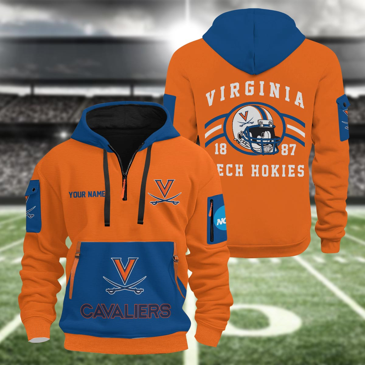 Sportswearmerch Virginia Cavaliers NCAA Half Zip Hoodie Personalized For Fan