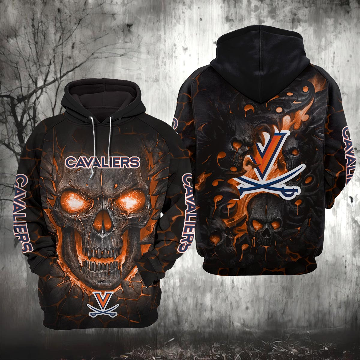 Sportswearmerch Virginia Cavaliers NCAA Lava Skull Hoodie For Fan