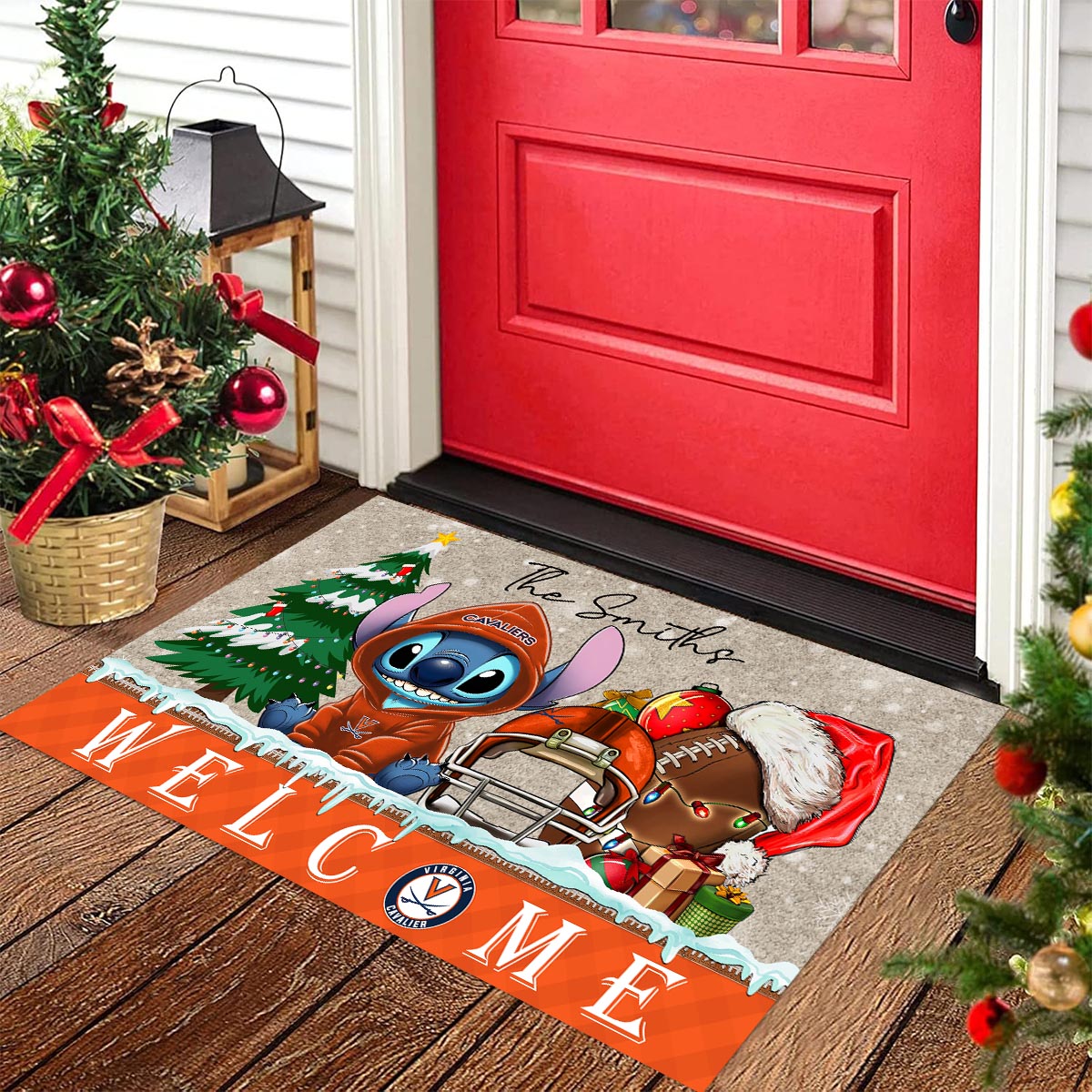 Sportswearmerch Virginia Cavaliers NCAA x Cute Stitch Christmas Doormat For Fan