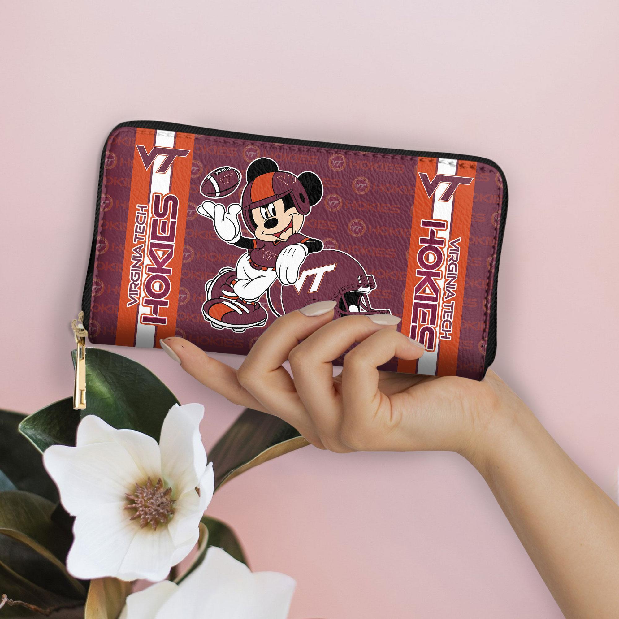 Sportswearmerch Virginia Tech Hokie NCAA x Mickey Women Leather Handbag For Fan