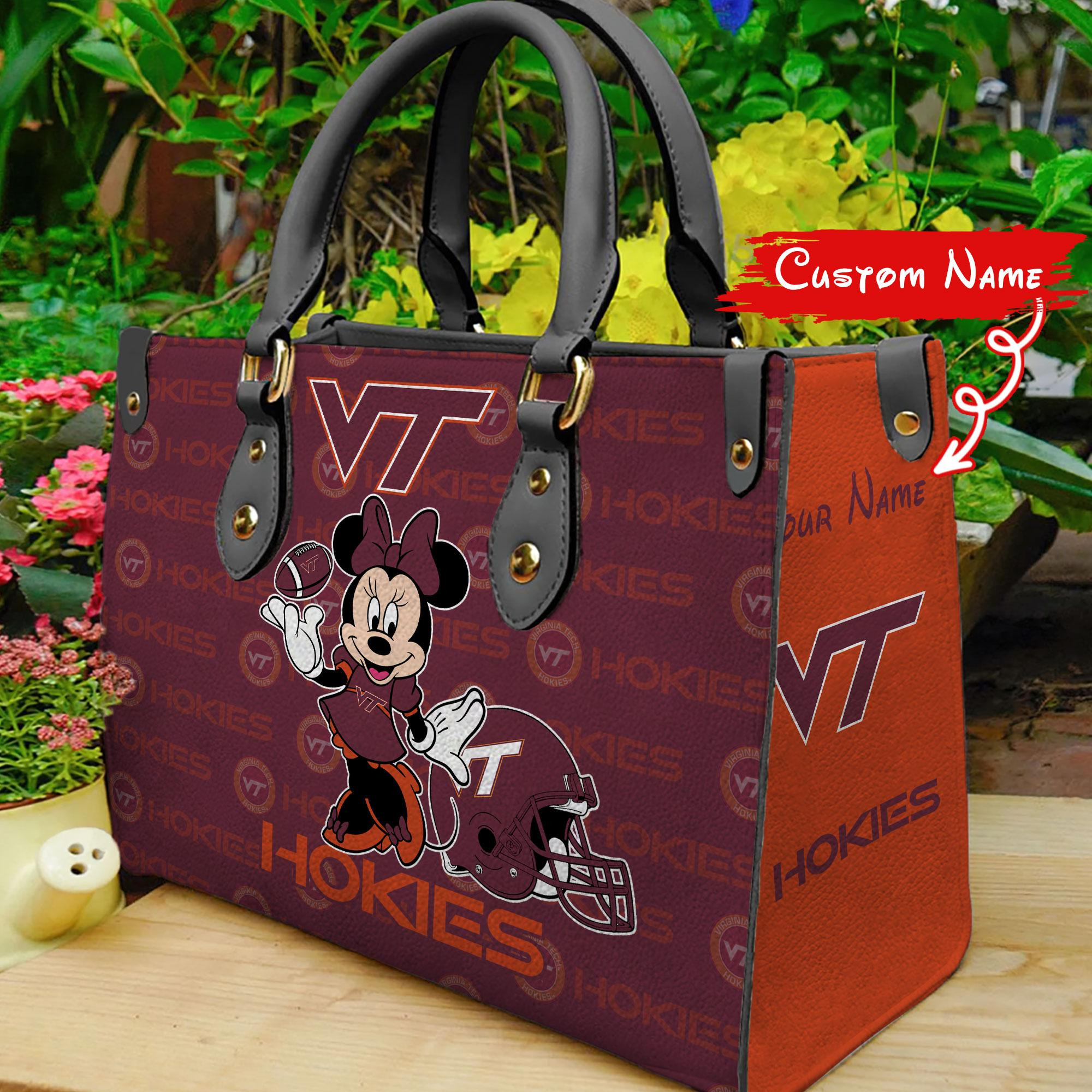 Sportswearmerch Virginia Tech Hokie NCAA x Minnie Women Leather Handbag For Fan