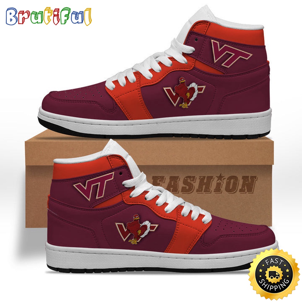 Sportswearmerch Virginia Tech Hokies NCAA AJ1 High Sneakers Shoes For Men And Women