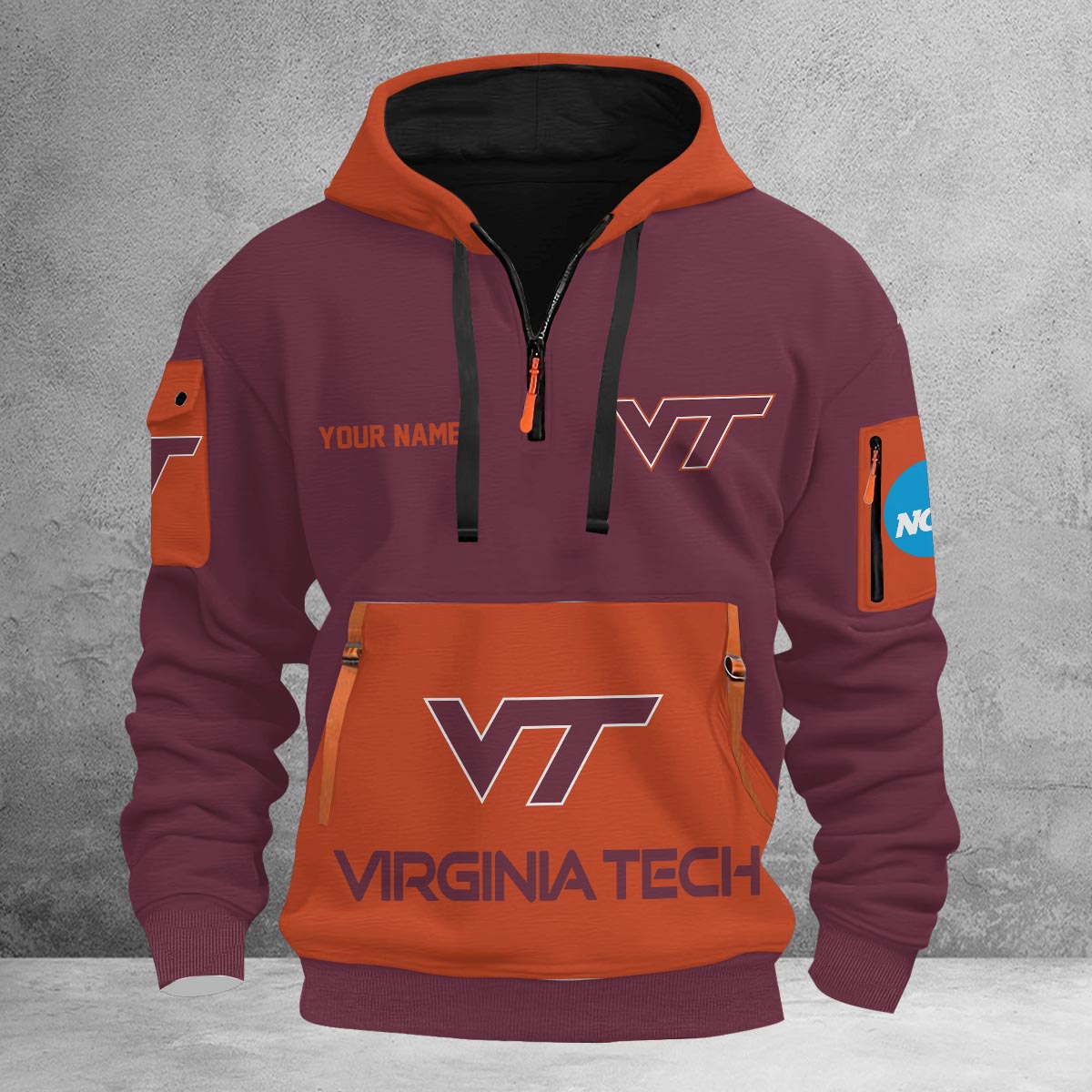 Sportswearmerch Virginia Tech Hokies NCAA Half Zip Hoodie Personalized For Fan