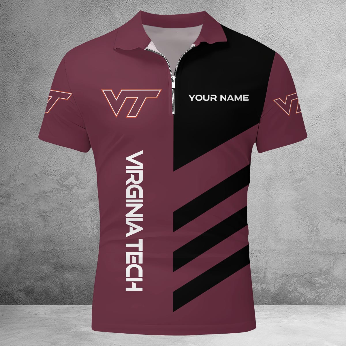 Sportswearmerch Virginia Tech Hokies NCAA Lapel Zip Polo Shirt For Fan