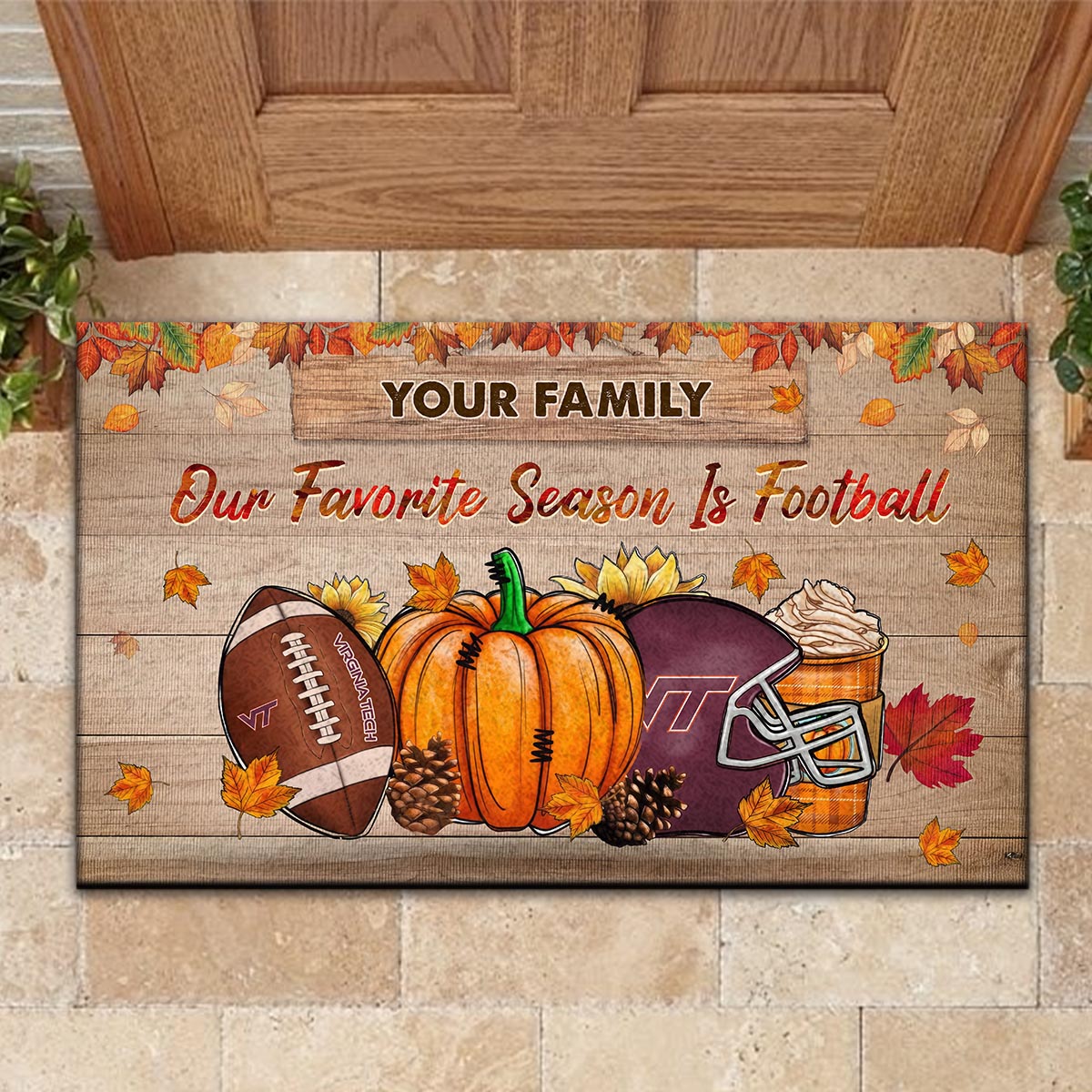 Sportswearmerch Virginia Tech Hokies NCAA Our Favorite Season is Football Doormat For Fan