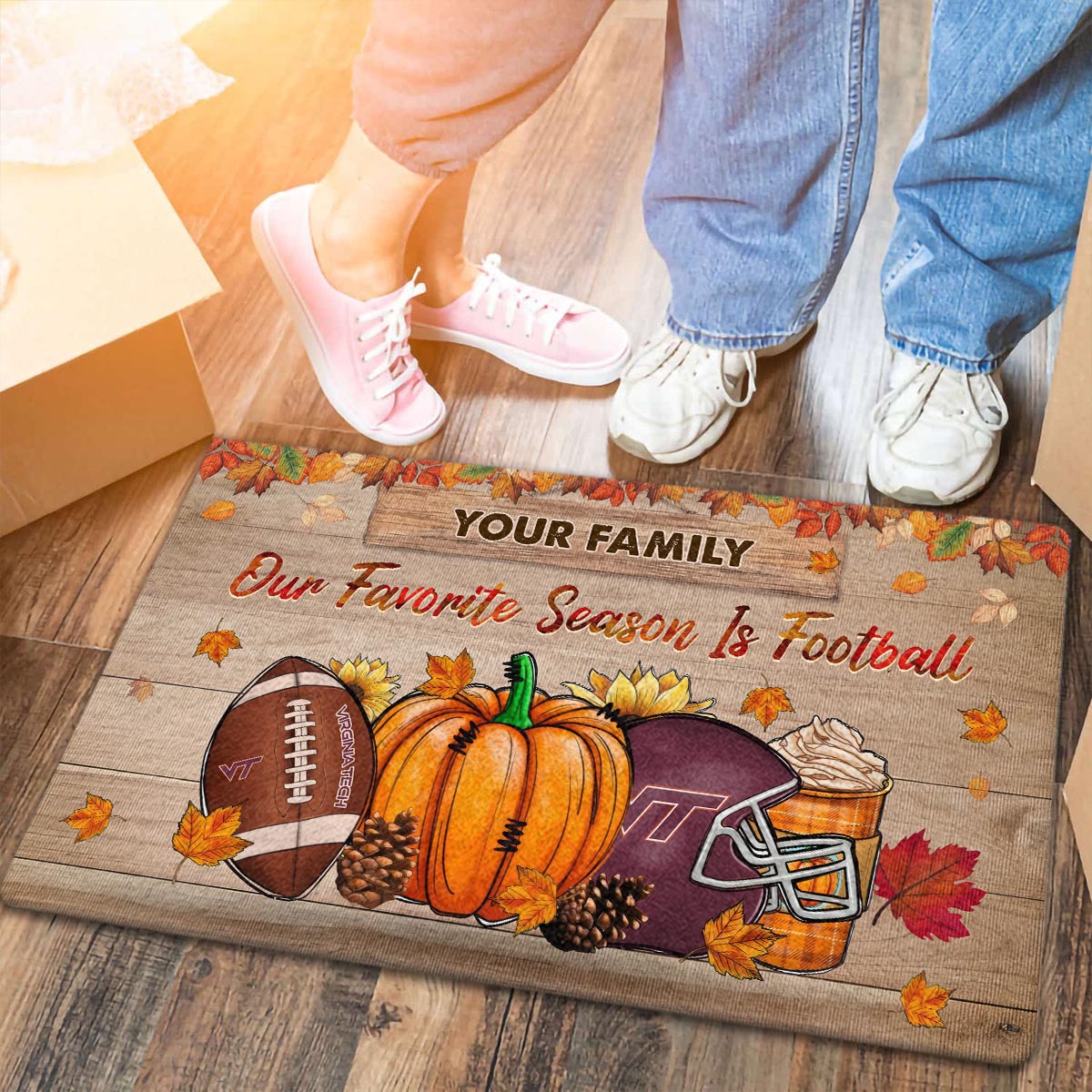 Sportswearmerch Virginia Tech Hokies NCAA Our Favorite Season is Football Doormat For Fan