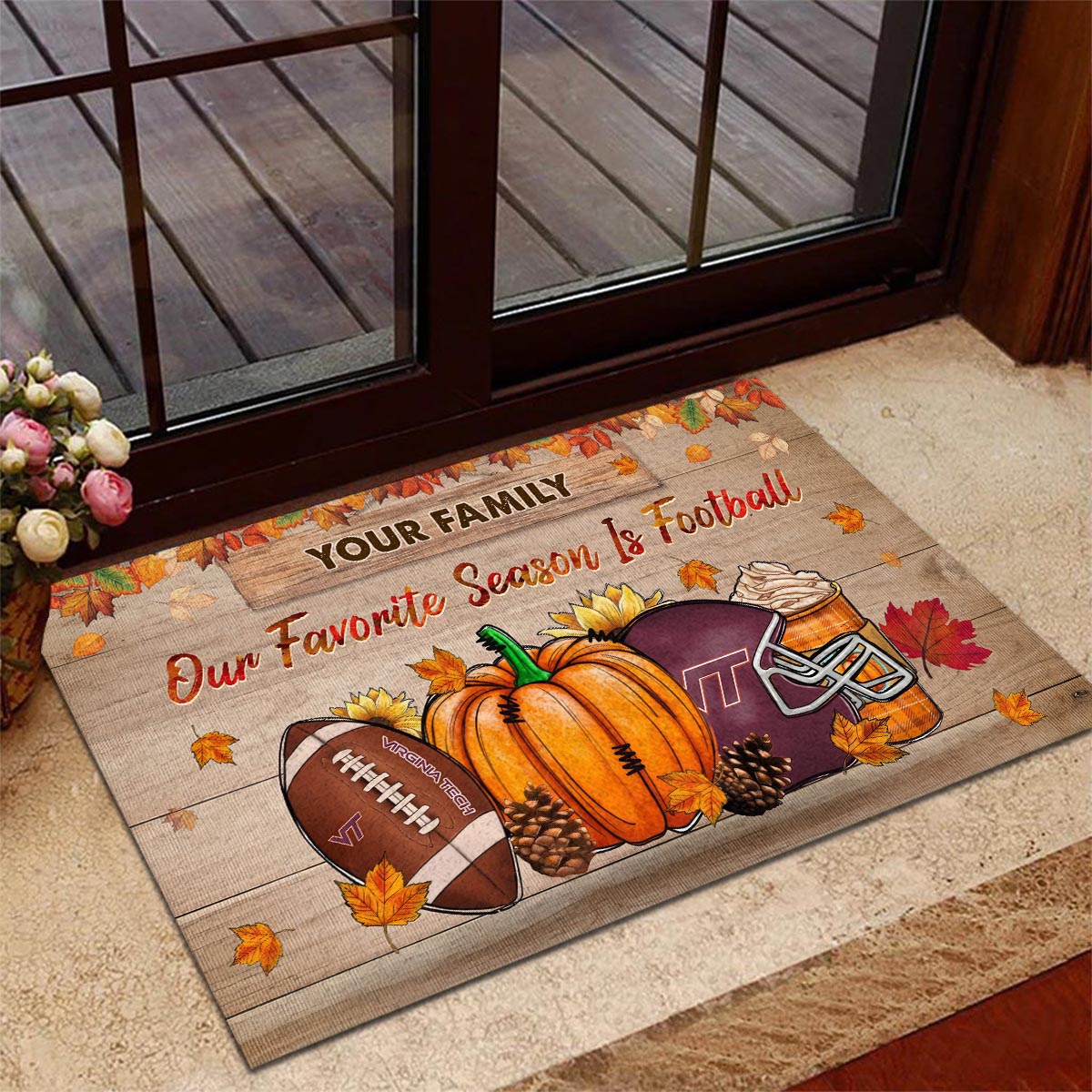 Sportswearmerch Virginia Tech Hokies NCAA Our Favorite Season is Football Doormat For Fan