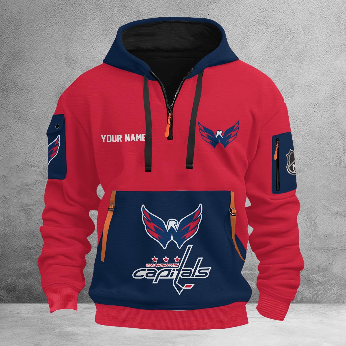 Sportswearmerch Washington Capitals NHL Half Zip Hoodie Personalized For Fan
