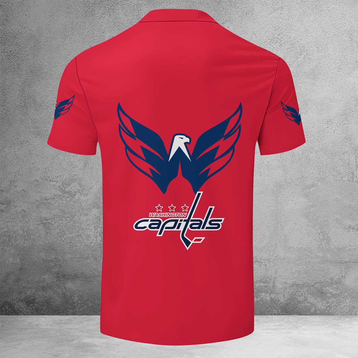 Sportswearmerch Washington Capitals NHL Lapel Zip Polo Shirt For Fan