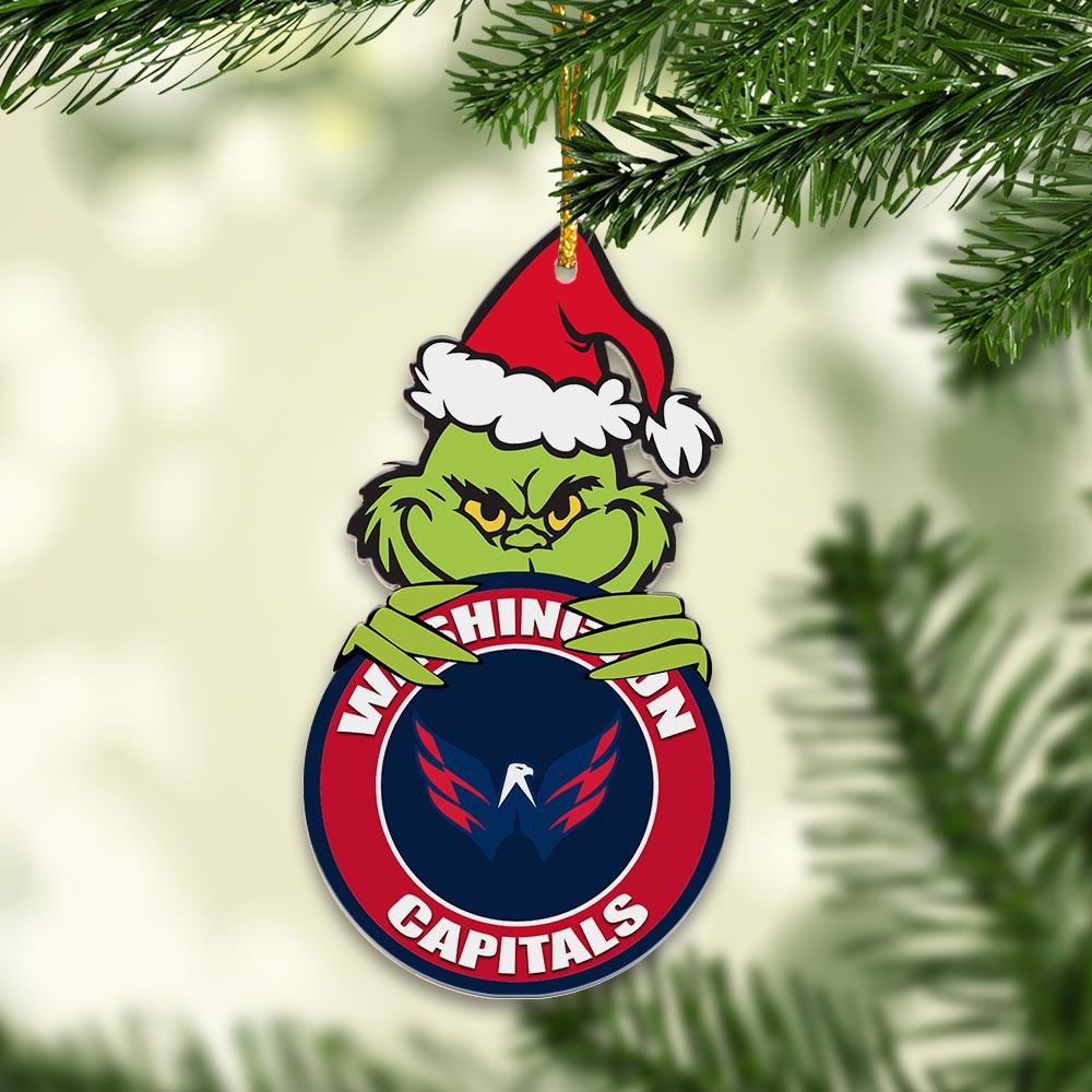 Sportswearmerch Washington Capitals NHL x Grinch Christmas Acrylic Ornament For Fans