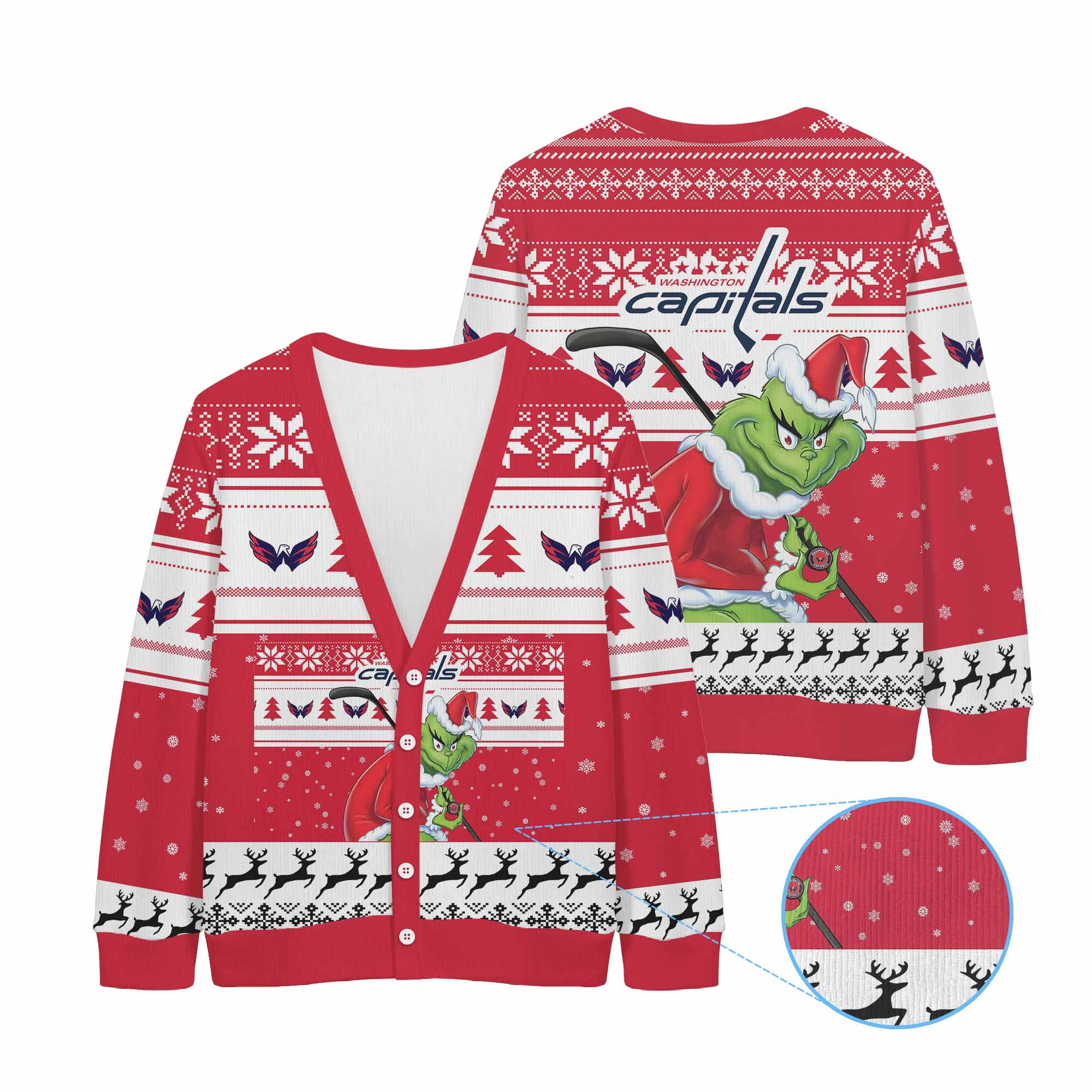 Sportswearmerch Washington Capitals NHL x Grinch Christmas Cardigan For Fan