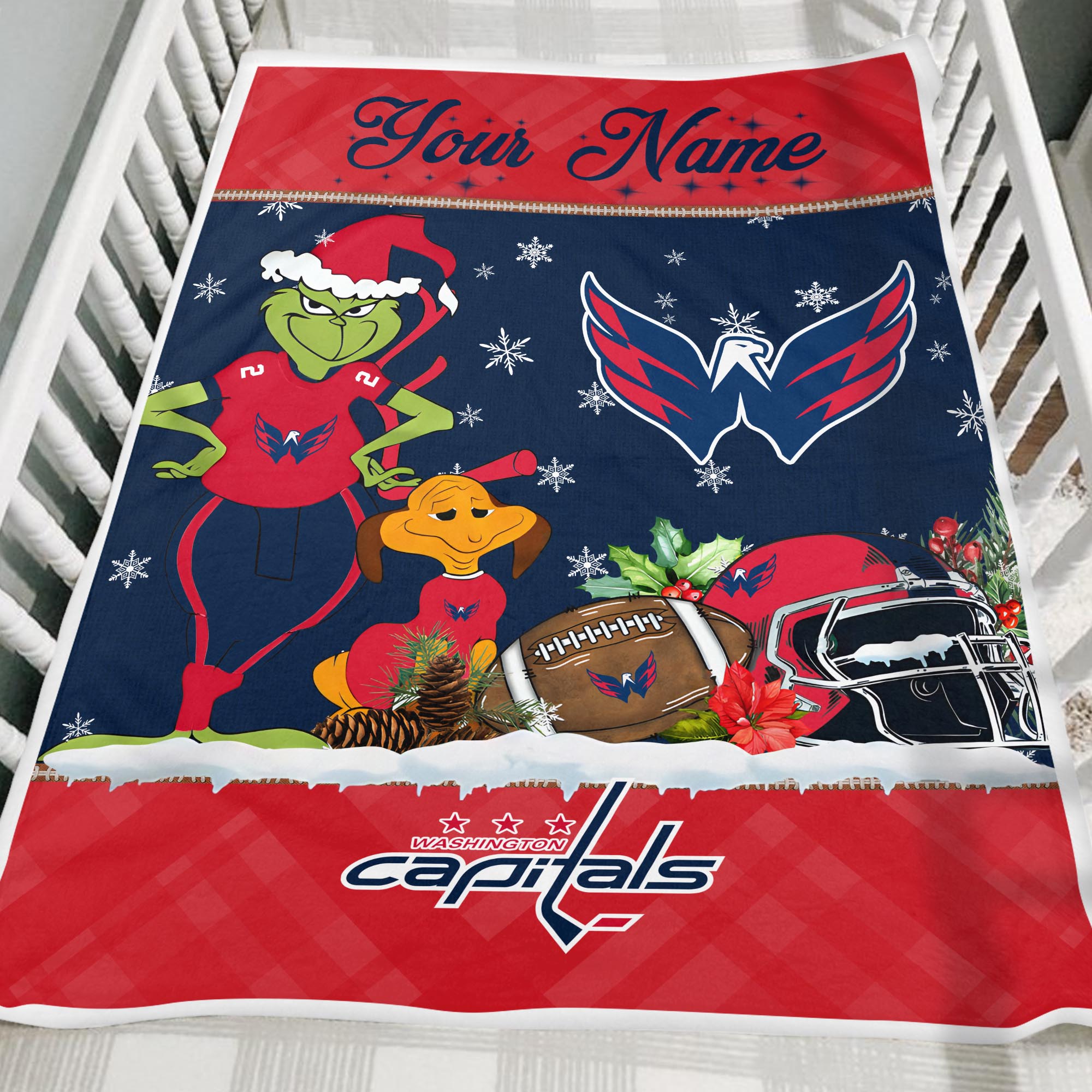 Sportswearmerch Washington Capitals NHL x Grinch Christmas Fleece Blanket For Fan