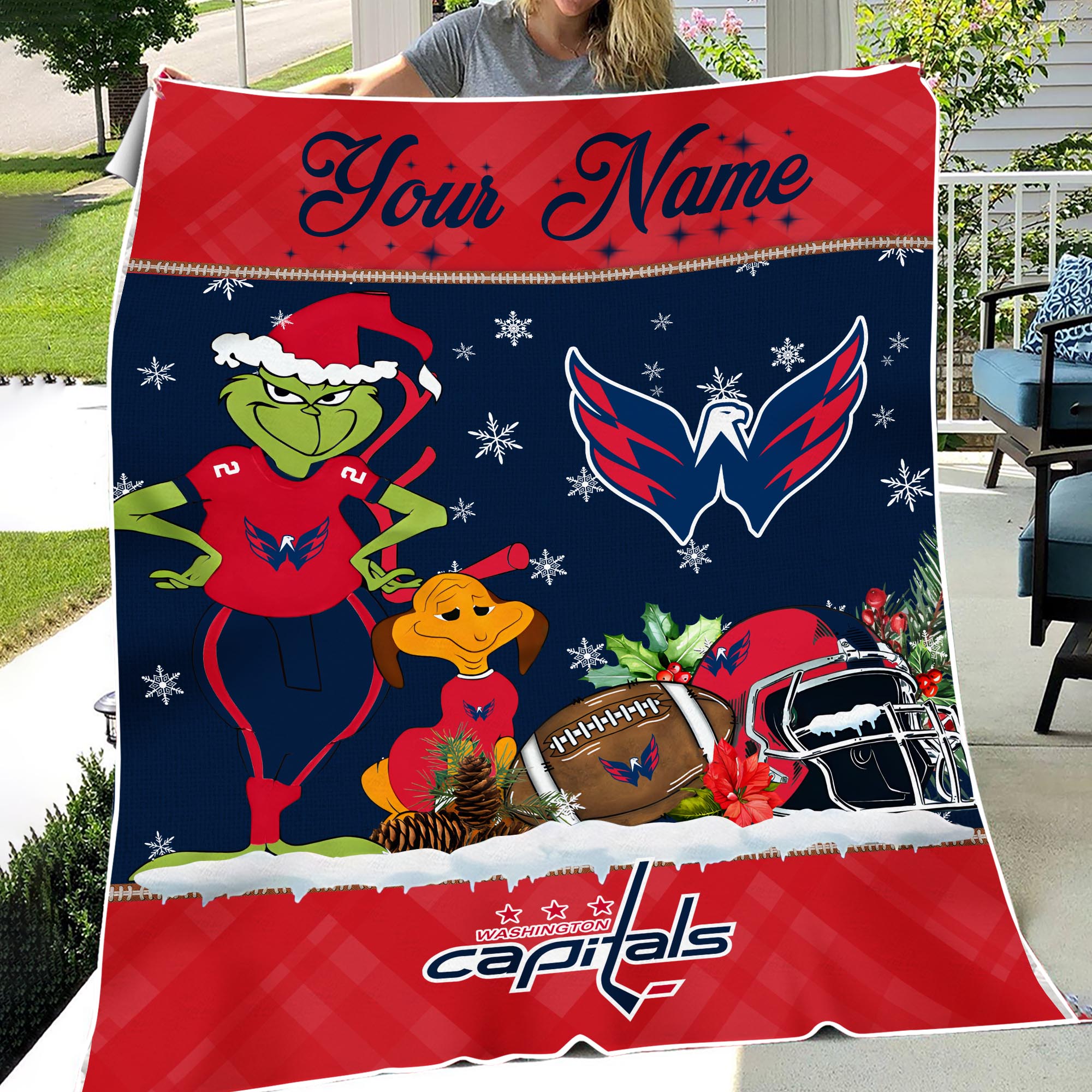 Sportswearmerch Washington Capitals NHL x Grinch Christmas Fleece Blanket For Fan