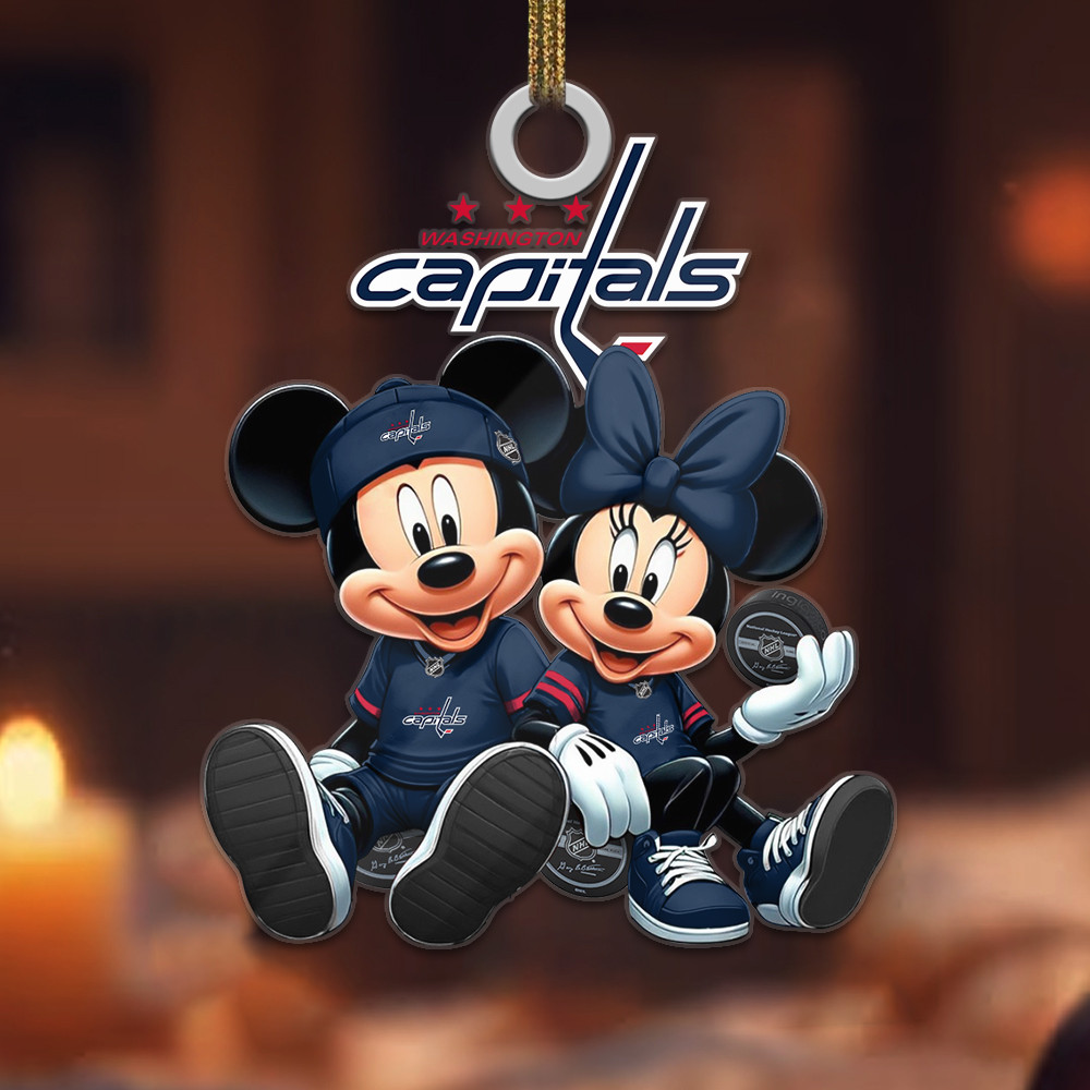Sportswearmerch Washington Capitals NHL x Mickey and Minnie Mouse Personalized Acrylic Ornament For Fans