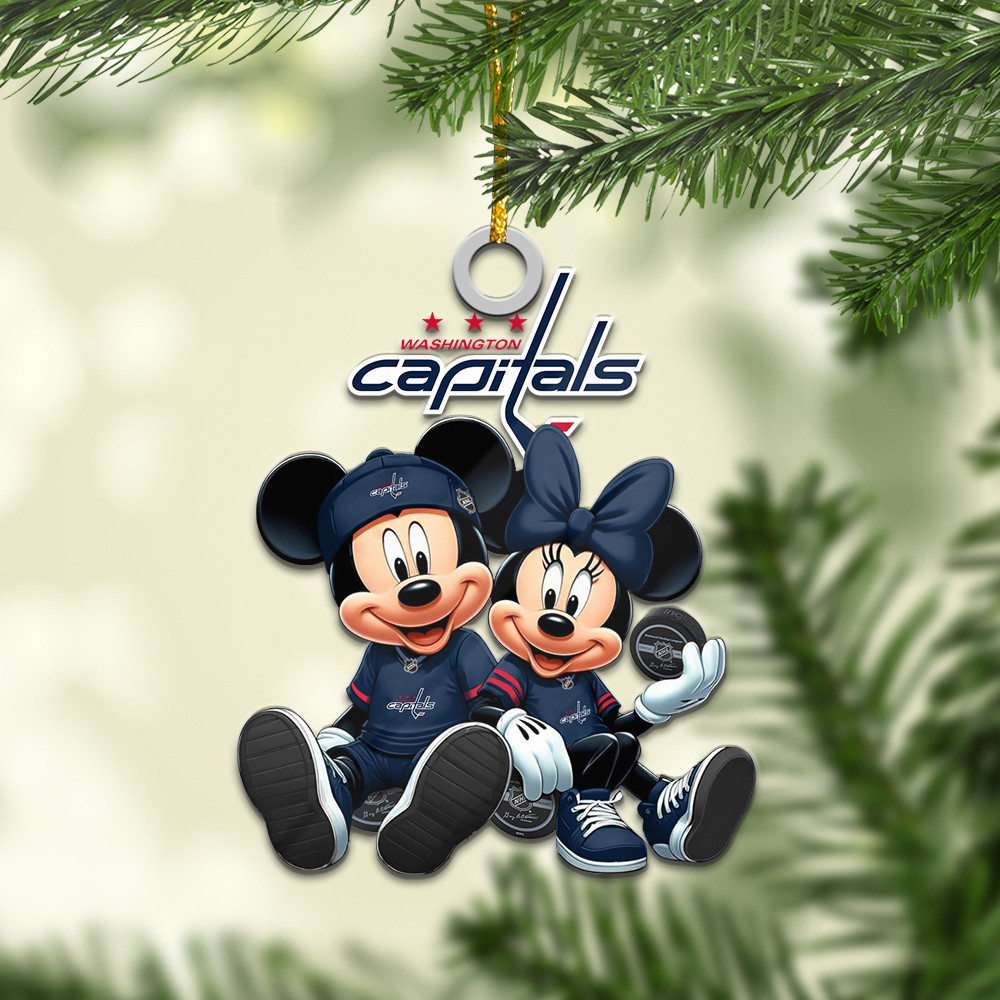 Sportswearmerch Washington Capitals NHL x Mickey and Minnie Mouse Personalized Acrylic Ornament For Fans