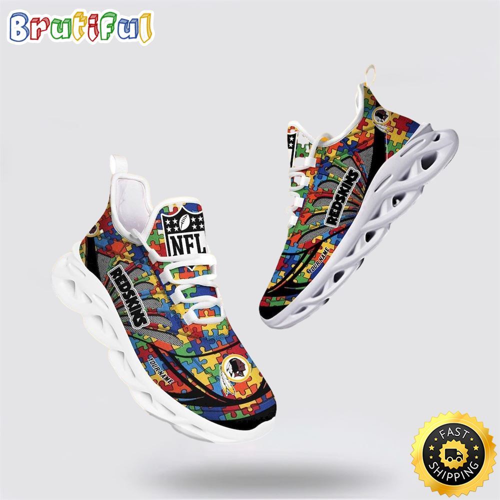 Sportswearmerch Washington Commanders NFL Autism Awareness Max Soul Shoes Perfect Gift For Football Fans For Fan