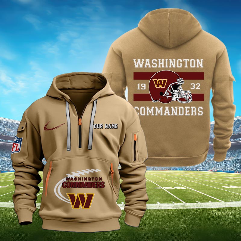 Sportswearmerch Washington Commanders NFL Half Zip Hoodie Personalized For Fan