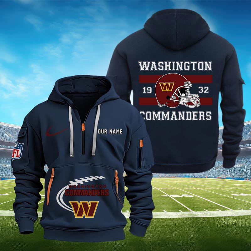 Sportswearmerch Washington Commanders NFL Half Zip Hoodie Personalized For Fan