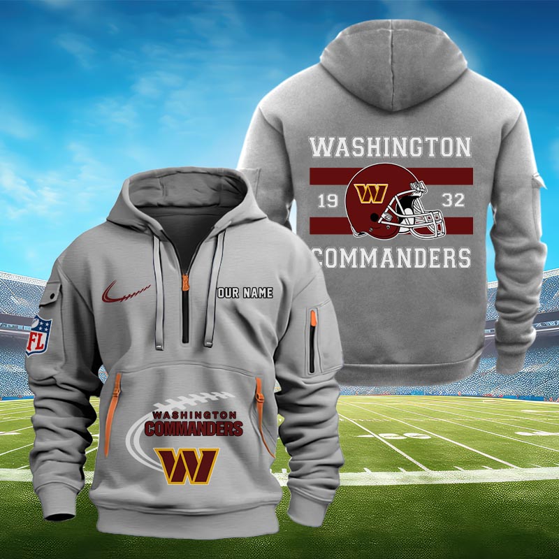 Sportswearmerch Washington Commanders NFL Half Zip Hoodie Personalized For Fan