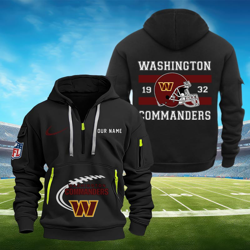 Sportswearmerch Washington Commanders NFL Half Zip Hoodie Personalized For Fan