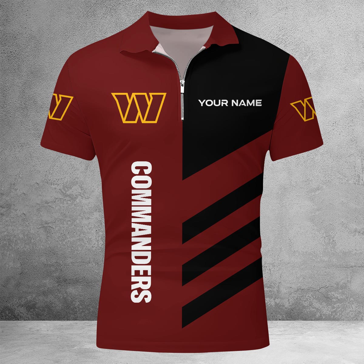 Sportswearmerch Washington Commanders NFL Lapel Zip Polo Shirt For Fan