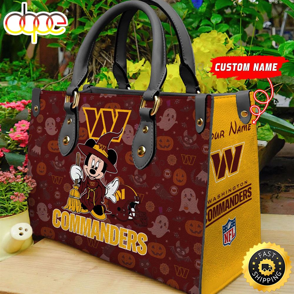Sportswearmerch Washington Commanders NFL Minnie Women Leather Hand Bag For Fan