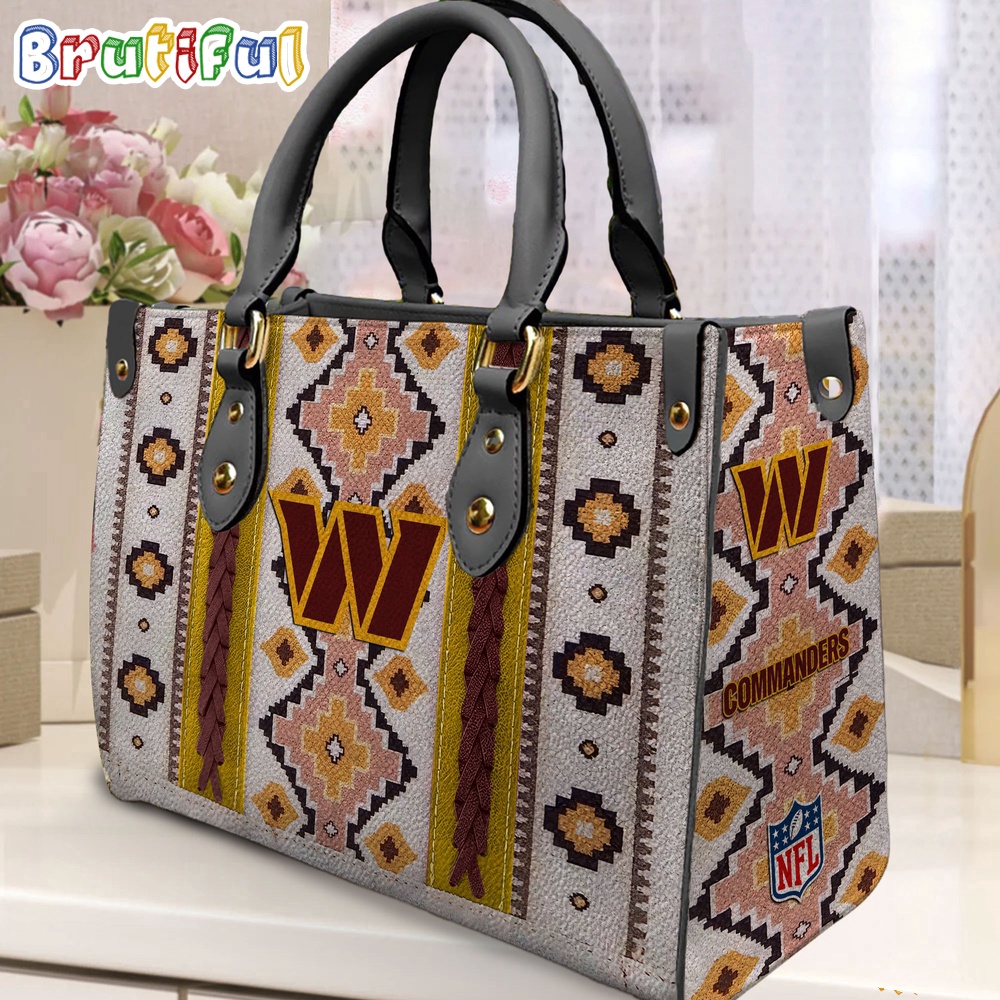 Sportswearmerch Washington Commanders NFL Native American Pattern Leather Bag For Fan