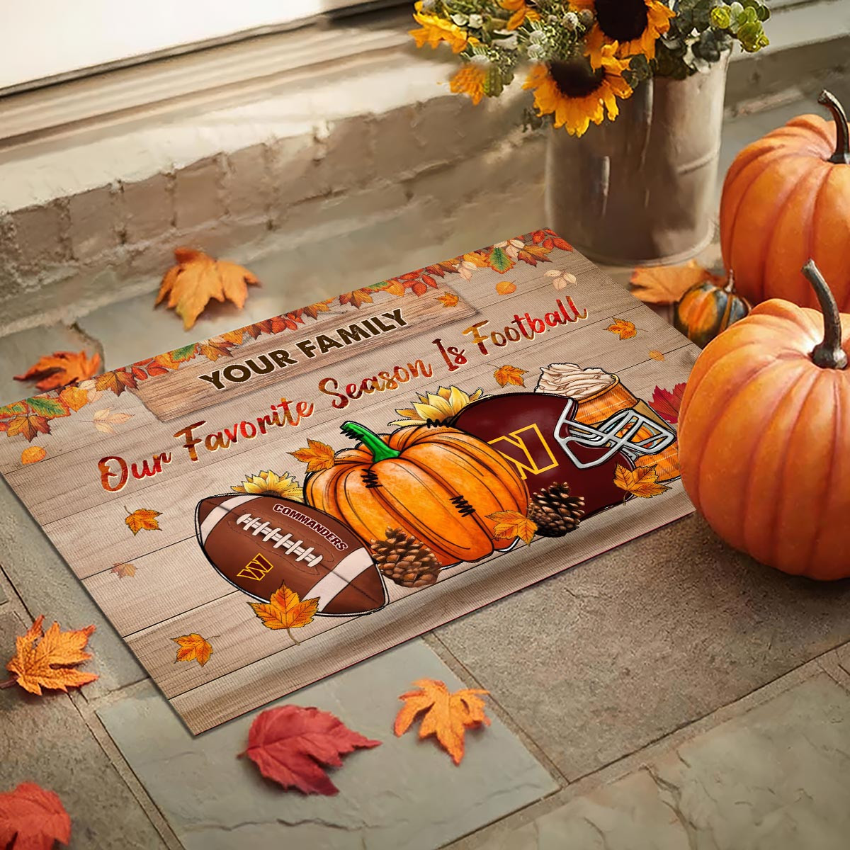 Sportswearmerch Washington Commanders NFL Our Favorite Season is Football Doormat For Fan