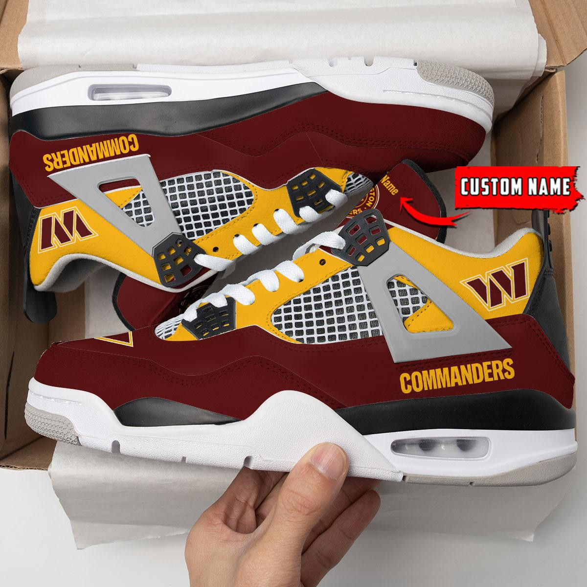 Sportswearmerch Washington Commanders NFL Personalized Air Jordan 4 SnAJ4 Sneakers Shoes For Men And Women