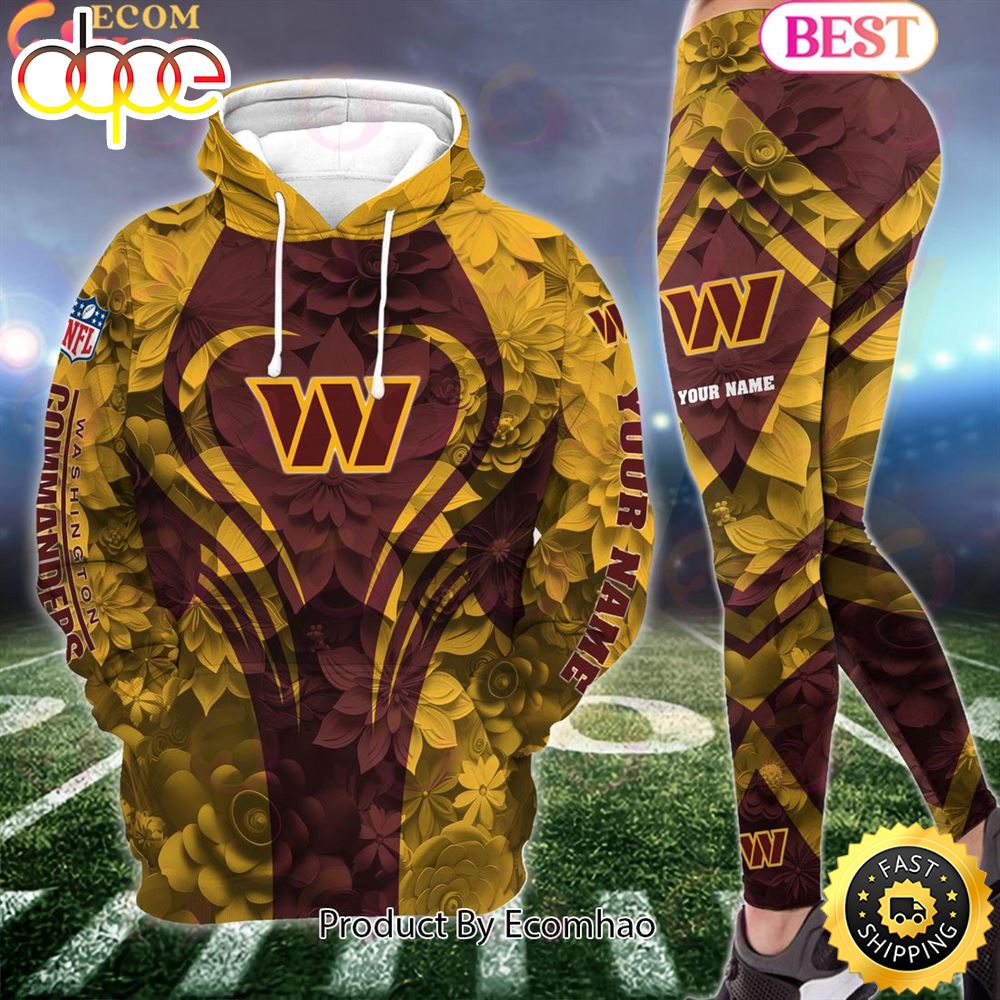 Sportswearmerch Washington Commanders NFL Special Flowers Design Hoodie And Leggings For Fan