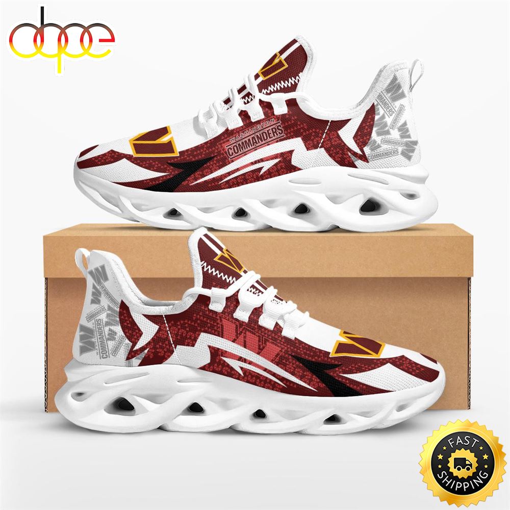 Sportswearmerch Washington Commanders NFL Symbol Geometric Pattern Max Soul Shoes Sneakers For Men And Women