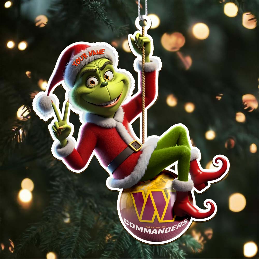 Sportswearmerch Washington Commanders NFL The Grinch x Christmas Acrylic Ornament Gift For Fan