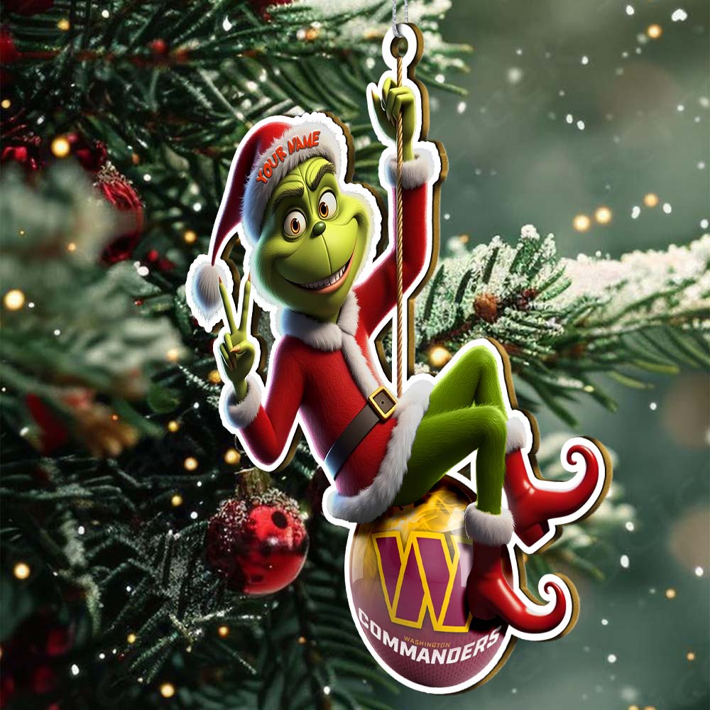 Sportswearmerch Washington Commanders NFL The Grinch x Christmas Acrylic Ornament Gift For Fan