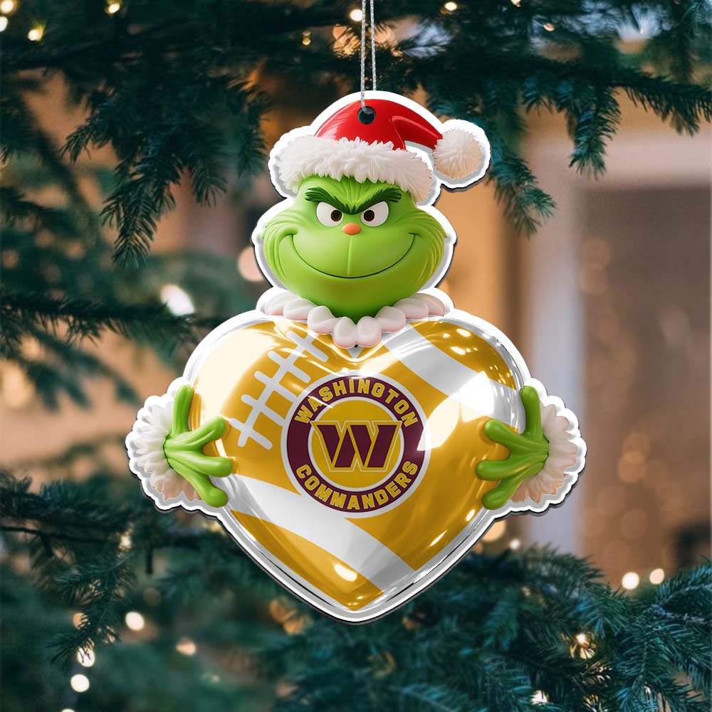 Sportswearmerch Washington Commanders NFL The Grinch x Christmas Acrylic Ornament Gift For Fan