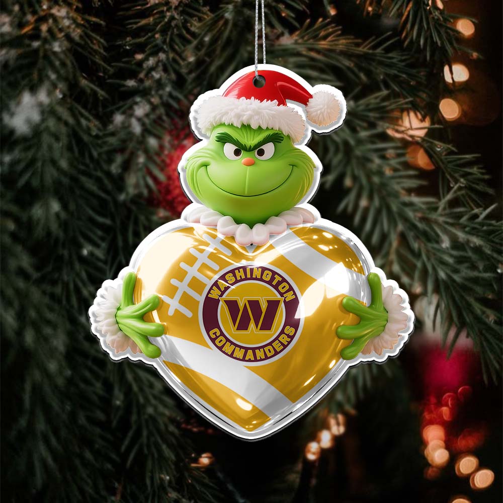 Sportswearmerch Washington Commanders NFL The Grinch x Christmas Acrylic Ornament Gift For Fan