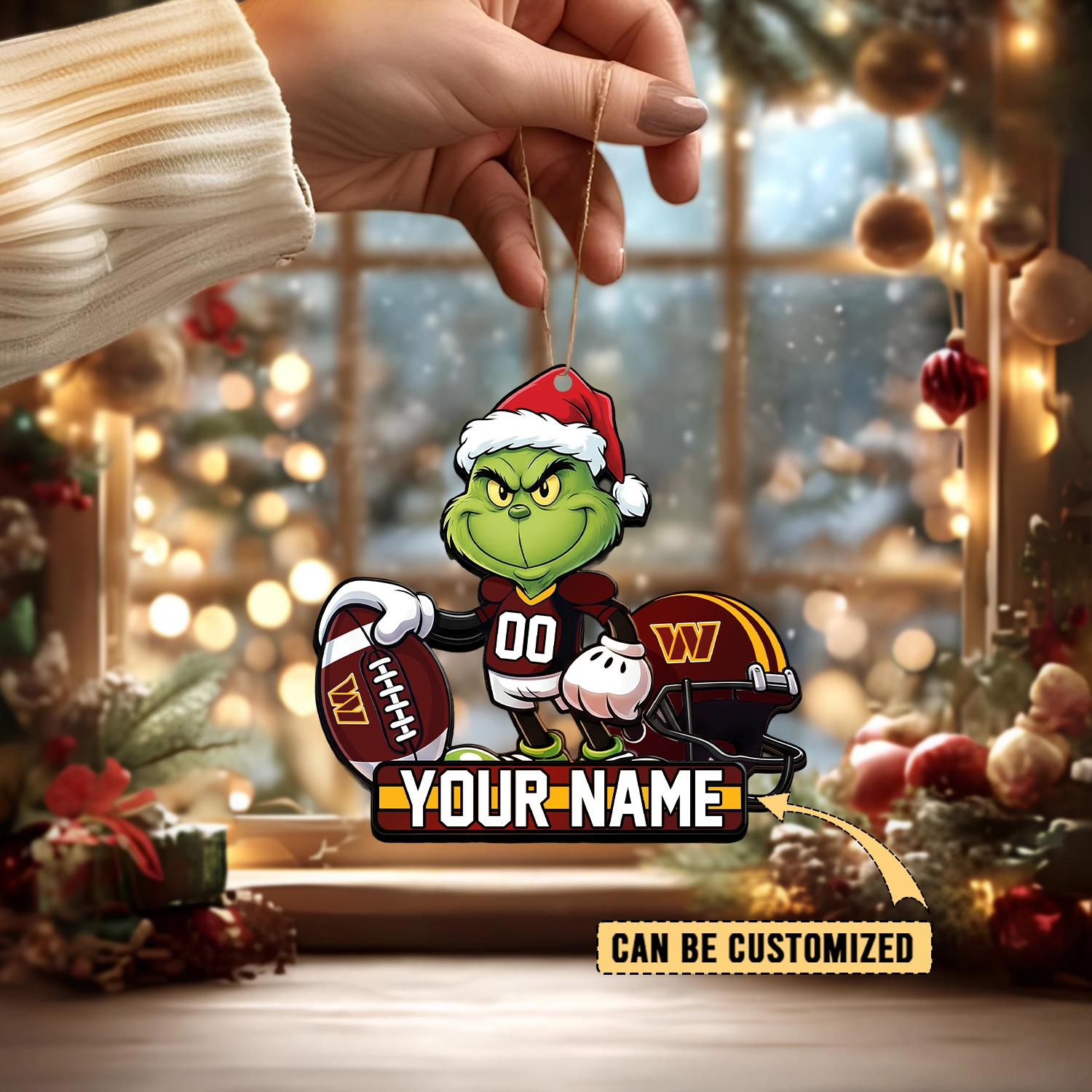 Sportswearmerch Washington Commanders NFL The Grinch x Christmas Acrylic Ornament Gift For Fan