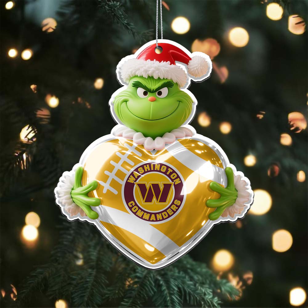 Sportswearmerch Washington Commanders NFL The Grinch x Christmas Acrylic Ornament Gift For Fan