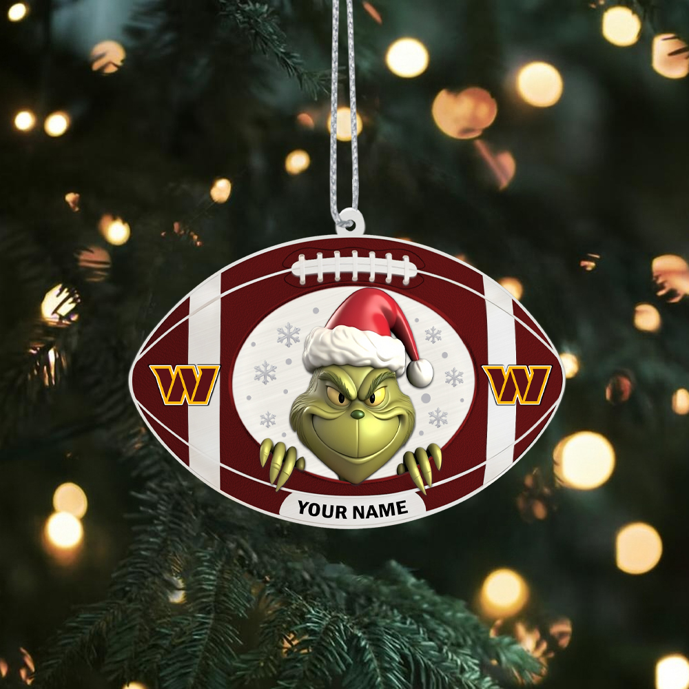 Sportswearmerch Washington Commanders NFL The Grinch x Christmas Acrylic Ornament Gift For Fan