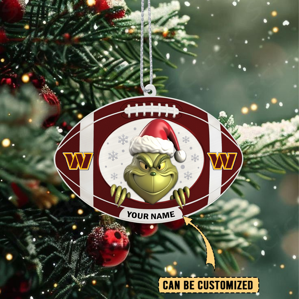 Sportswearmerch Washington Commanders NFL The Grinch x Christmas Acrylic Ornament Gift For Fan