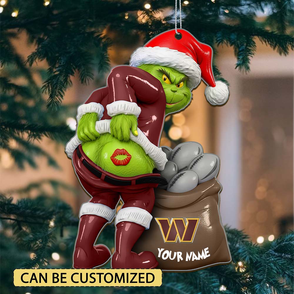 Sportswearmerch Washington Commanders NFL The Grinch x Christmas Acrylic Ornament Gift For Fan