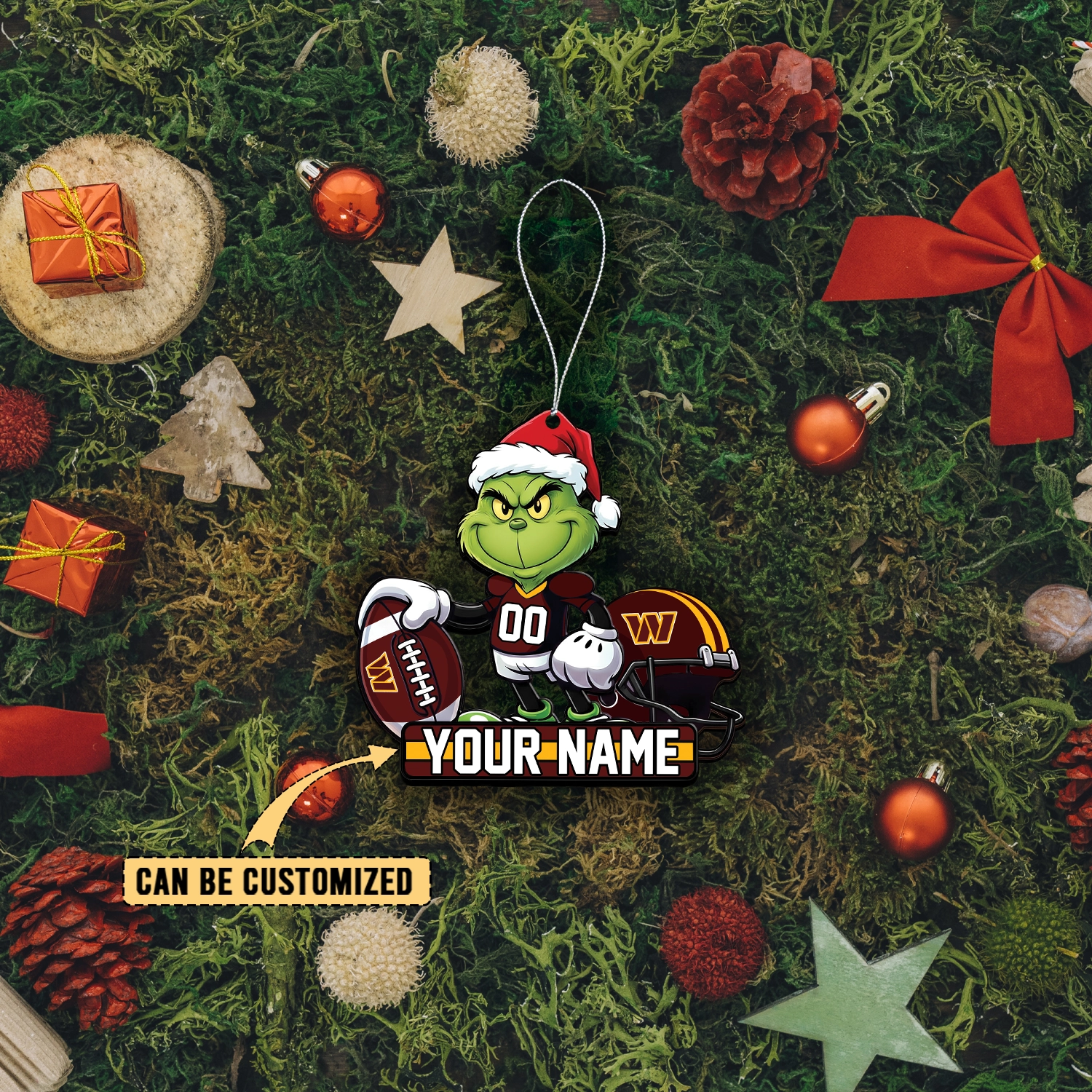 Sportswearmerch Washington Commanders NFL The Grinch x Christmas Acrylic Ornament Gift For Fan