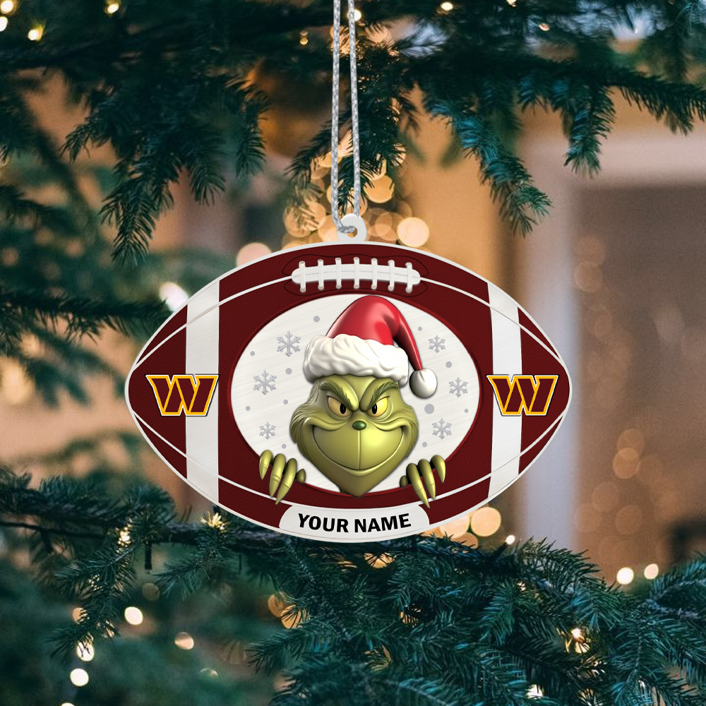 Sportswearmerch Washington Commanders NFL The Grinch x Christmas Acrylic Ornament Gift For Fan