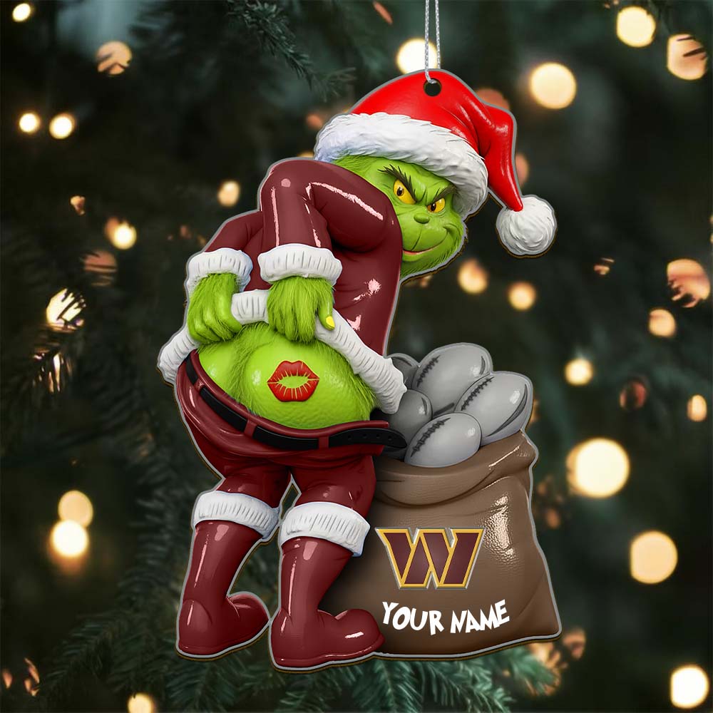 Sportswearmerch Washington Commanders NFL The Grinch x Christmas Acrylic Ornament Gift For Fan