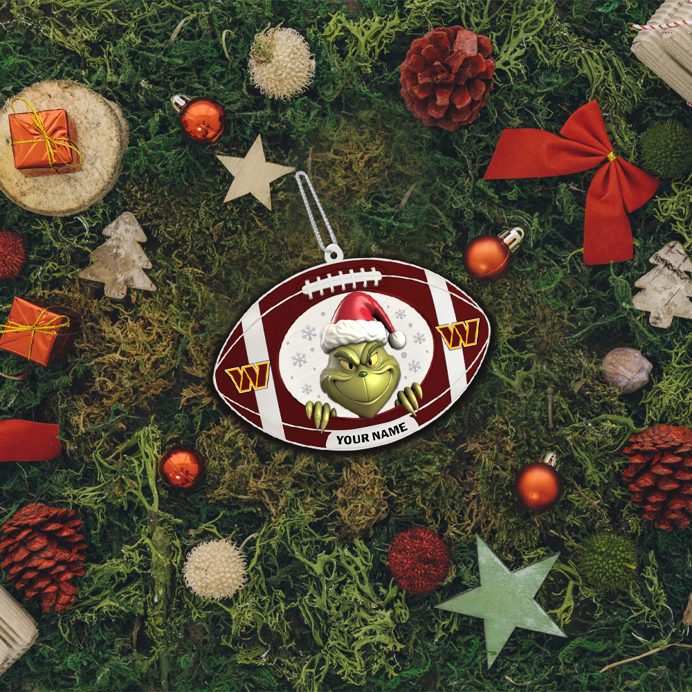 Sportswearmerch Washington Commanders NFL The Grinch x Christmas Acrylic Ornament Gift For Fan