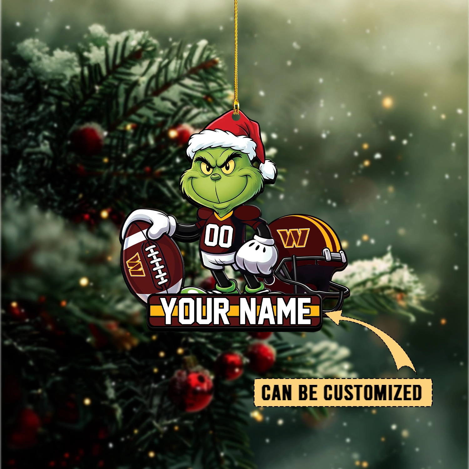 Sportswearmerch Washington Commanders NFL The Grinch x Christmas Acrylic Ornament Gift For Fan
